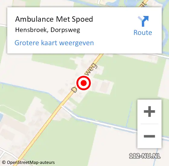 Locatie op kaart van de 112 melding: Ambulance Met Spoed Naar Hensbroek, Dorpsweg op 15 juni 2024 11:25