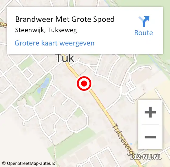 Locatie op kaart van de 112 melding: Brandweer Met Grote Spoed Naar Steenwijk, Tukseweg op 15 juni 2024 11:26