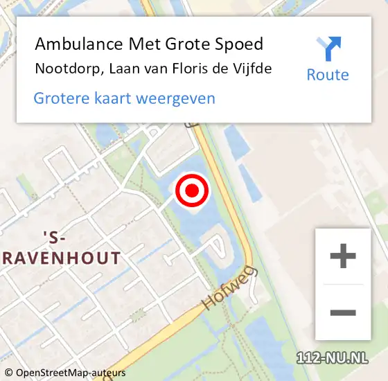 Locatie op kaart van de 112 melding: Ambulance Met Grote Spoed Naar Nootdorp, Laan van Floris de Vijfde op 15 juni 2024 11:26