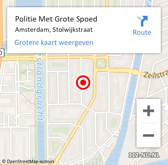 Locatie op kaart van de 112 melding: Politie Met Grote Spoed Naar Amsterdam, Stolwijkstraat op 15 juni 2024 11:34