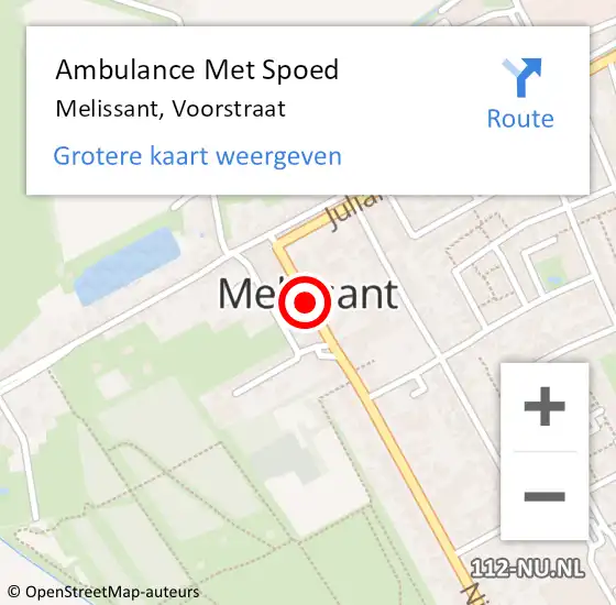 Locatie op kaart van de 112 melding: Ambulance Met Spoed Naar Melissant, Voorstraat op 15 juni 2024 11:37