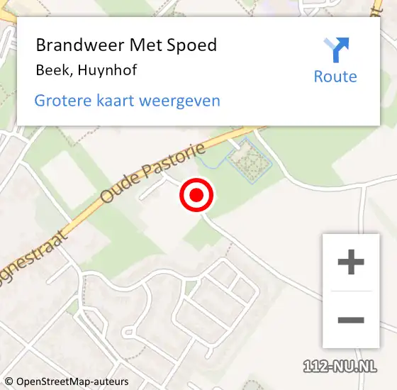 Locatie op kaart van de 112 melding: Brandweer Met Spoed Naar Beek, Huynhof op 15 juni 2024 11:38