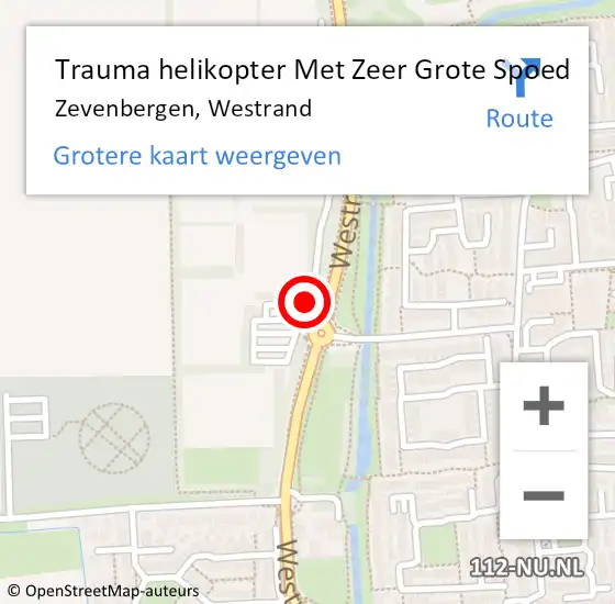 Locatie op kaart van de 112 melding: Trauma helikopter Met Zeer Grote Spoed Naar Zevenbergen, Westrand op 15 juni 2024 11:58