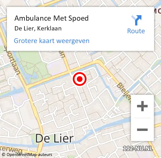 Locatie op kaart van de 112 melding: Ambulance Met Spoed Naar De Lier, Kerklaan op 15 juni 2024 12:02