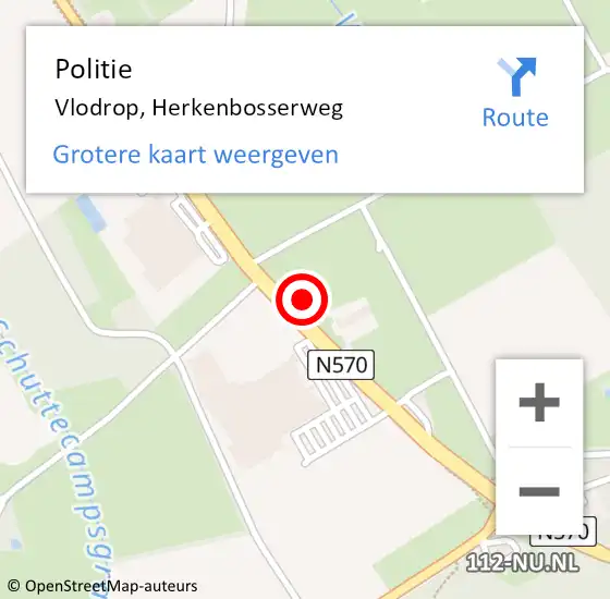 Locatie op kaart van de 112 melding: Politie Vlodrop, Herkenbosserweg op 15 juni 2024 12:16