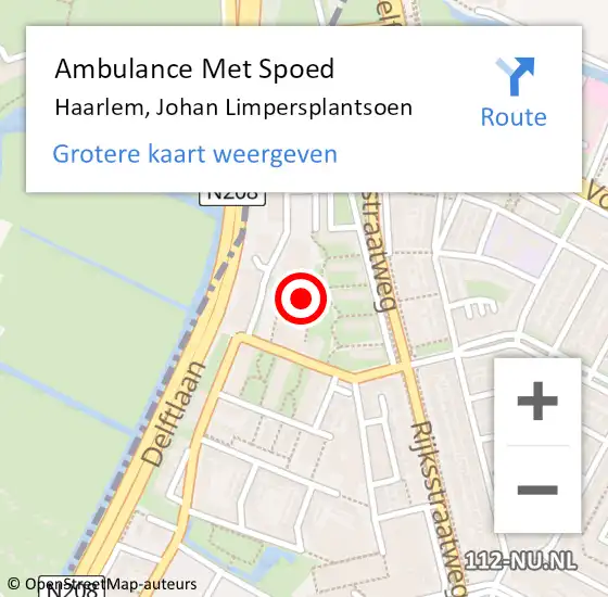 Locatie op kaart van de 112 melding: Ambulance Met Spoed Naar Haarlem, Johan Limpersplantsoen op 15 juni 2024 12:23