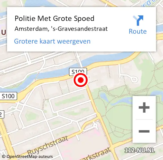 Locatie op kaart van de 112 melding: Politie Met Grote Spoed Naar Amsterdam, 's-Gravesandestraat op 15 juni 2024 12:27