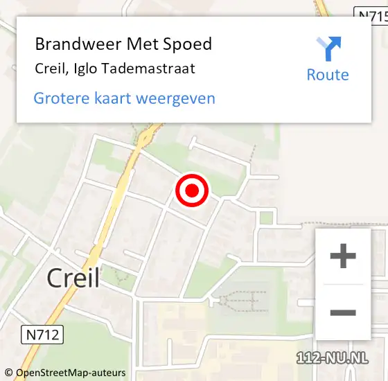 Locatie op kaart van de 112 melding: Brandweer Met Spoed Naar Creil, Iglo Tademastraat op 15 juni 2024 12:35