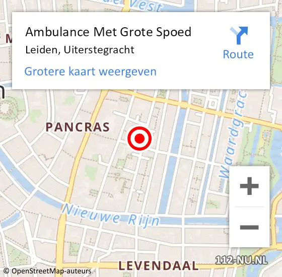 Locatie op kaart van de 112 melding: Ambulance Met Grote Spoed Naar Leiden, Uiterstegracht op 15 juni 2024 12:42