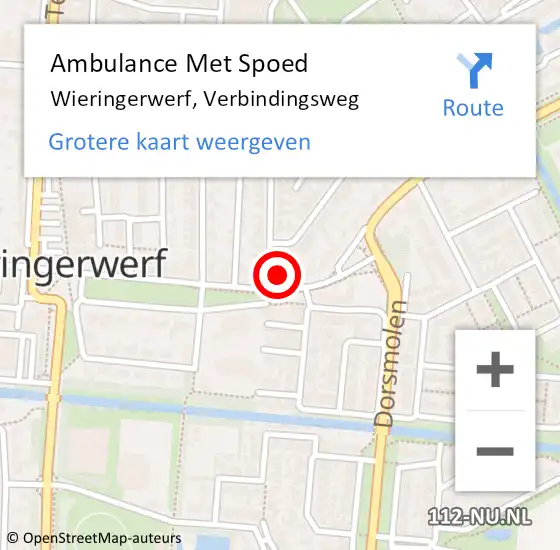 Locatie op kaart van de 112 melding: Ambulance Met Spoed Naar Wieringerwerf, Verbindingsweg op 15 juni 2024 12:45