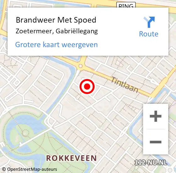 Locatie op kaart van de 112 melding: Brandweer Met Spoed Naar Zoetermeer, Gabriëllegang op 15 juni 2024 12:52