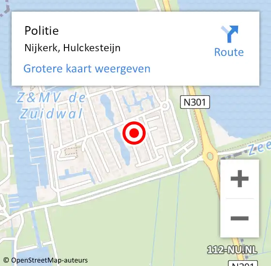 Locatie op kaart van de 112 melding: Politie Nijkerk, Hulckesteijn op 15 juni 2024 12:52