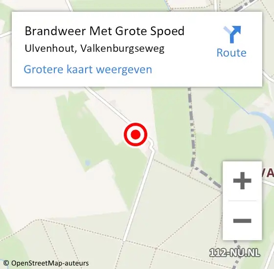 Locatie op kaart van de 112 melding: Brandweer Met Grote Spoed Naar Ulvenhout, Valkenburgseweg op 15 juni 2024 13:05