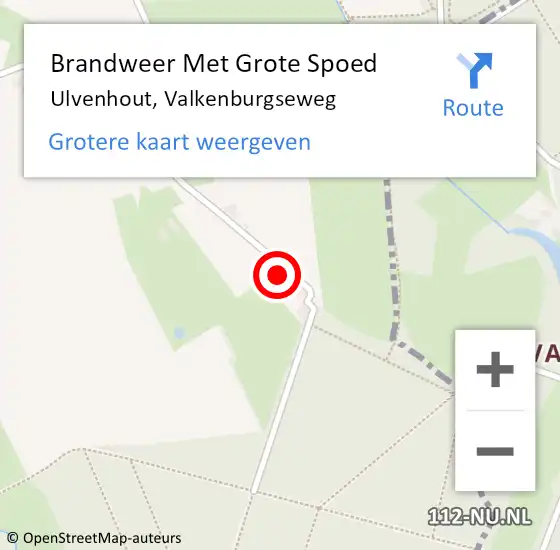 Locatie op kaart van de 112 melding: Brandweer Met Grote Spoed Naar Ulvenhout, Valkenburgseweg op 15 juni 2024 13:12