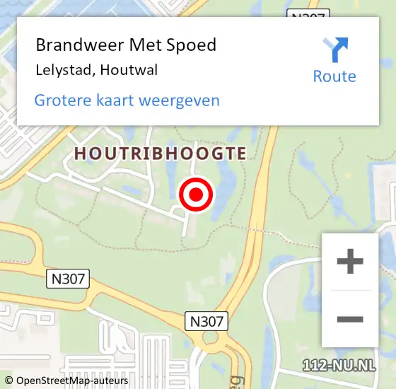 Locatie op kaart van de 112 melding: Brandweer Met Spoed Naar Lelystad, Houtwal op 15 juni 2024 13:28