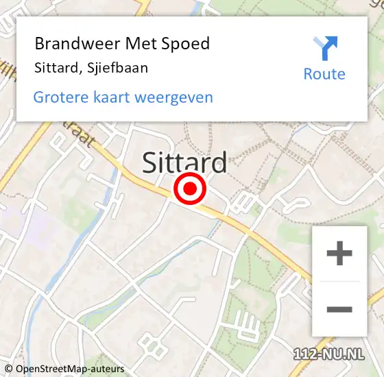 Locatie op kaart van de 112 melding: Brandweer Met Spoed Naar Sittard, Sjiefbaan op 15 juni 2024 13:58