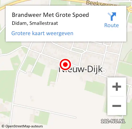 Locatie op kaart van de 112 melding: Brandweer Met Grote Spoed Naar Didam, Smallestraat op 15 juni 2024 14:04