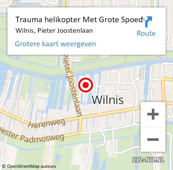 Locatie op kaart van de 112 melding: Trauma helikopter Met Grote Spoed Naar Wilnis, Pieter Joostenlaan op 15 juni 2024 14:14
