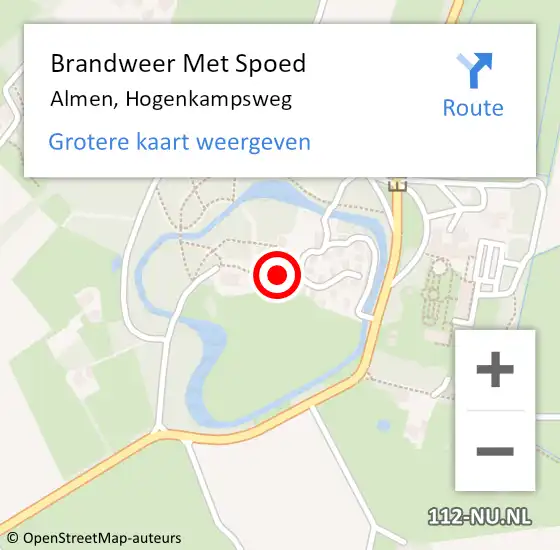 Locatie op kaart van de 112 melding: Brandweer Met Spoed Naar Almen, Hogenkampsweg op 15 juni 2024 14:20