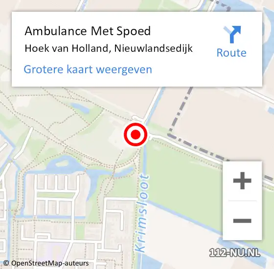 Locatie op kaart van de 112 melding: Ambulance Met Spoed Naar Hoek van Holland, Nieuwlandsedijk op 15 juni 2024 14:24