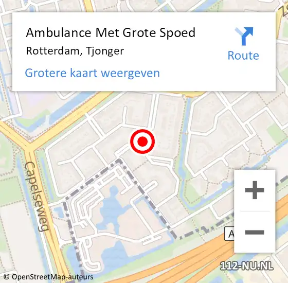 Locatie op kaart van de 112 melding: Ambulance Met Grote Spoed Naar Rotterdam, Tjonger op 15 juni 2024 14:25