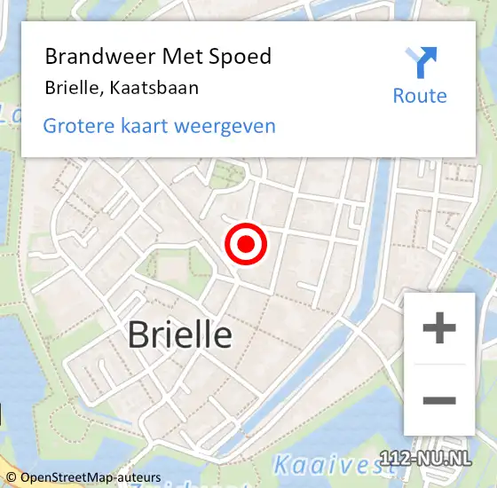 Locatie op kaart van de 112 melding: Brandweer Met Spoed Naar Brielle, Kaatsbaan op 15 juni 2024 14:35