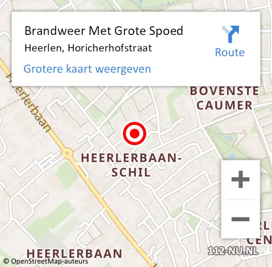 Locatie op kaart van de 112 melding: Brandweer Met Grote Spoed Naar Heerlen, Horicherhofstraat op 15 juni 2024 14:42