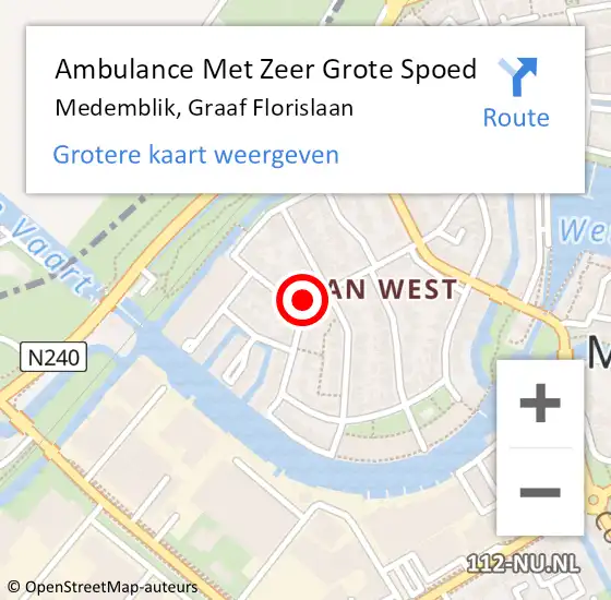 Locatie op kaart van de 112 melding: Ambulance Met Zeer Grote Spoed Naar Medemblik, Graaf Florislaan op 15 juni 2024 15:05