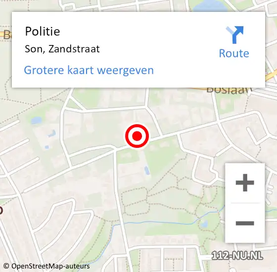 Locatie op kaart van de 112 melding: Politie Son, Zandstraat op 15 juni 2024 15:17