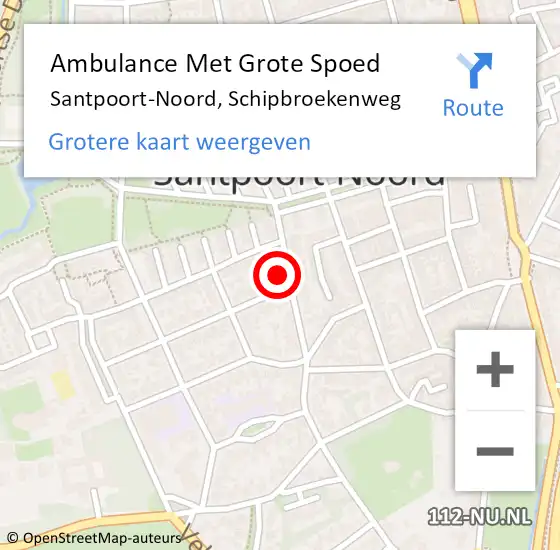 Locatie op kaart van de 112 melding: Ambulance Met Grote Spoed Naar Santpoort-Noord, Schipbroekenweg op 15 juni 2024 15:37