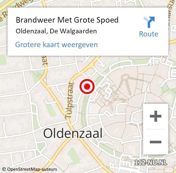 Locatie op kaart van de 112 melding: Brandweer Met Grote Spoed Naar Oldenzaal, De Walgaarden op 15 juni 2024 15:39