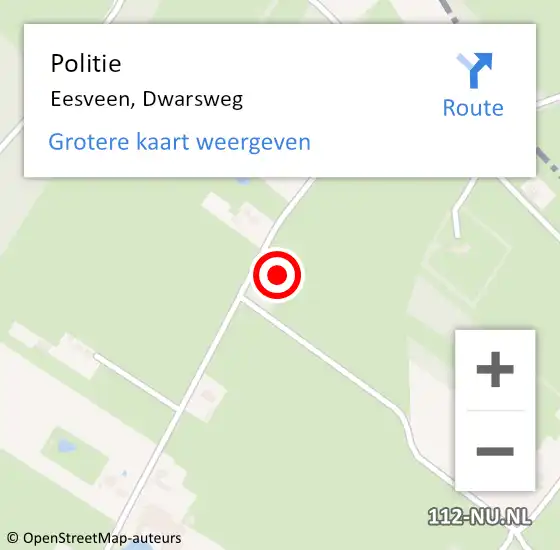 Locatie op kaart van de 112 melding: Politie Eesveen, Dwarsweg op 15 juni 2024 15:42