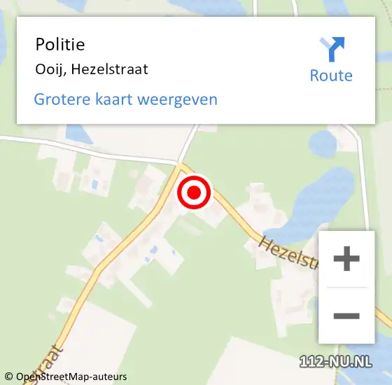 Locatie op kaart van de 112 melding: Politie Ooij, Hezelstraat op 15 juni 2024 15:52