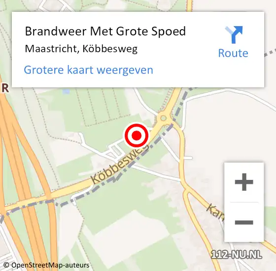 Locatie op kaart van de 112 melding: Brandweer Met Grote Spoed Naar Maastricht, Köbbesweg op 15 juni 2024 15:53