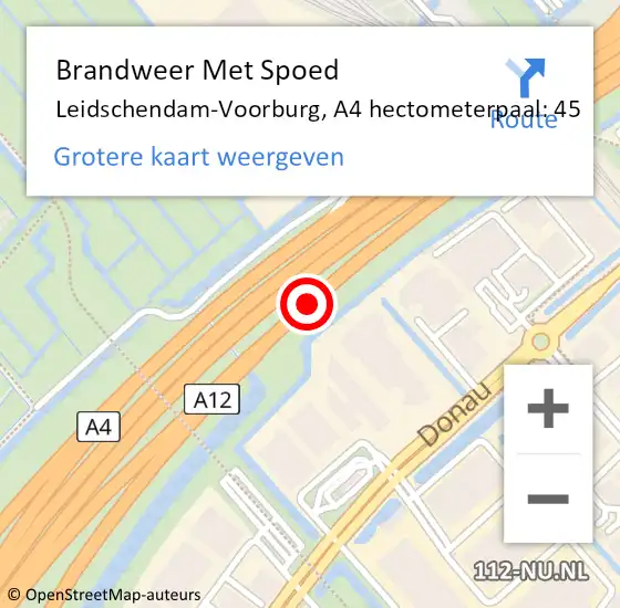 Locatie op kaart van de 112 melding: Brandweer Met Spoed Naar Leidschendam-Voorburg, A4 hectometerpaal: 45 op 15 juni 2024 15:58