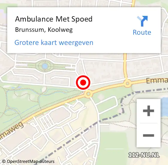 Locatie op kaart van de 112 melding: Ambulance Met Spoed Naar Brunssum, Koolweg op 9 oktober 2014 15:12