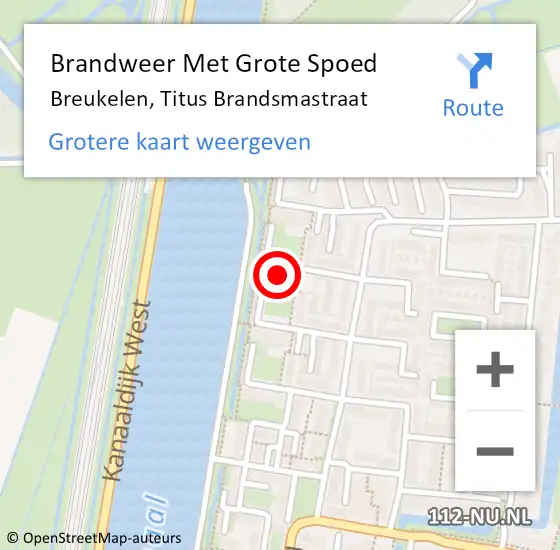 Locatie op kaart van de 112 melding: Brandweer Met Grote Spoed Naar Breukelen, Titus Brandsmastraat op 15 juni 2024 16:05