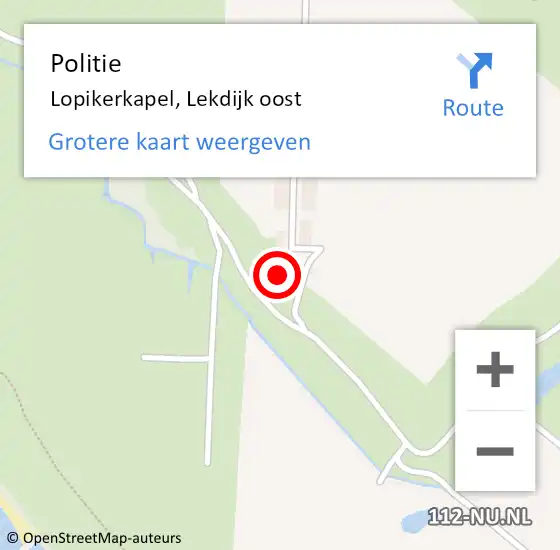 Locatie op kaart van de 112 melding: Politie Lopikerkapel, Lekdijk oost op 15 juni 2024 16:10