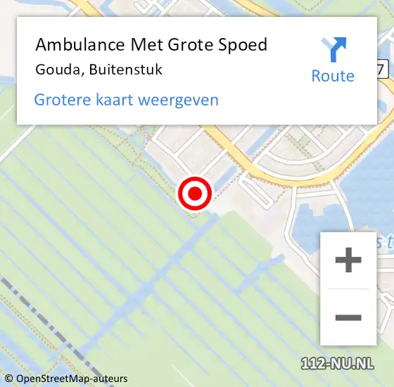 Locatie op kaart van de 112 melding: Ambulance Met Grote Spoed Naar Gouda, Buitenstuk op 15 juni 2024 16:32