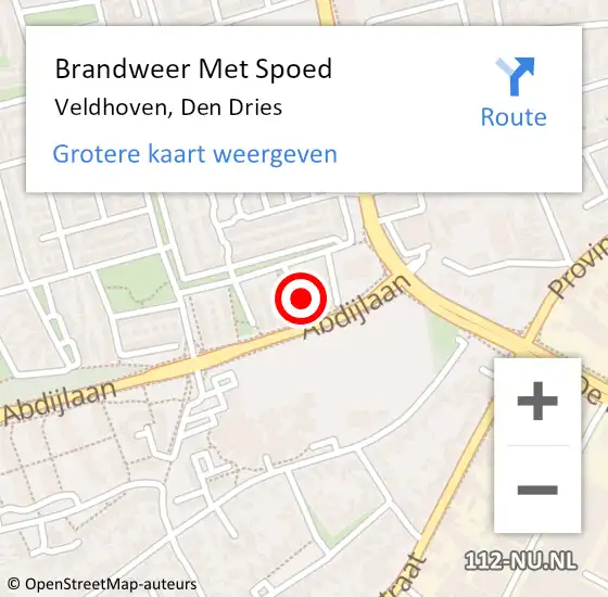 Locatie op kaart van de 112 melding: Brandweer Met Spoed Naar Veldhoven, Den Dries op 15 juni 2024 16:40