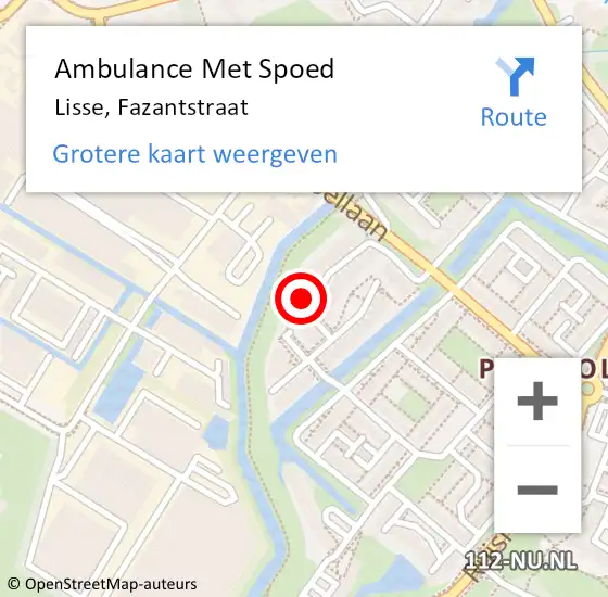 Locatie op kaart van de 112 melding: Ambulance Met Spoed Naar Lisse, Fazantstraat op 15 juni 2024 16:46