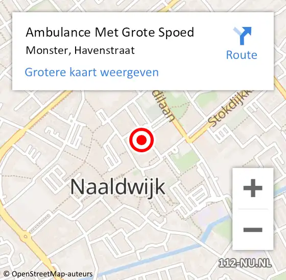 Locatie op kaart van de 112 melding: Ambulance Met Grote Spoed Naar Monster, Havenstraat op 15 juni 2024 16:47