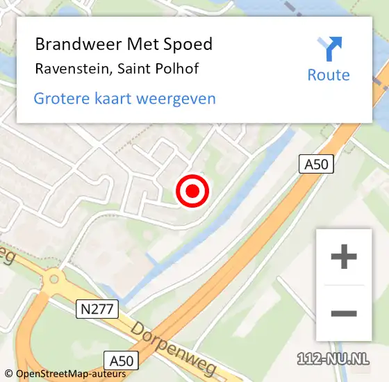 Locatie op kaart van de 112 melding: Brandweer Met Spoed Naar Ravenstein, Saint Polhof op 15 juni 2024 16:51