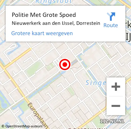 Locatie op kaart van de 112 melding: Politie Met Grote Spoed Naar Nieuwerkerk aan den IJssel, Dorrestein op 15 juni 2024 16:52