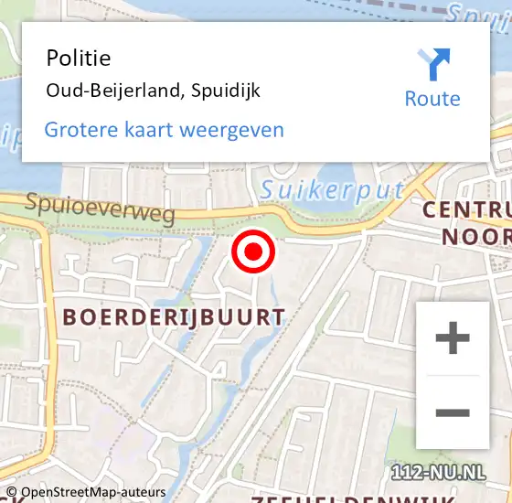 Locatie op kaart van de 112 melding: Politie Oud-Beijerland, Spuidijk op 15 juni 2024 17:02