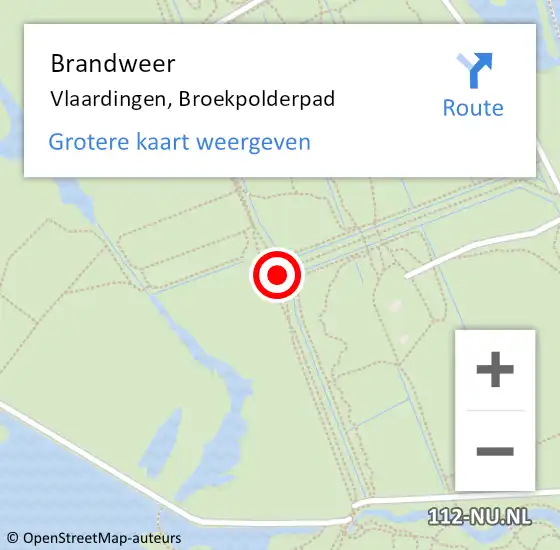 Locatie op kaart van de 112 melding: Brandweer Vlaardingen, Broekpolderpad op 15 juni 2024 17:05