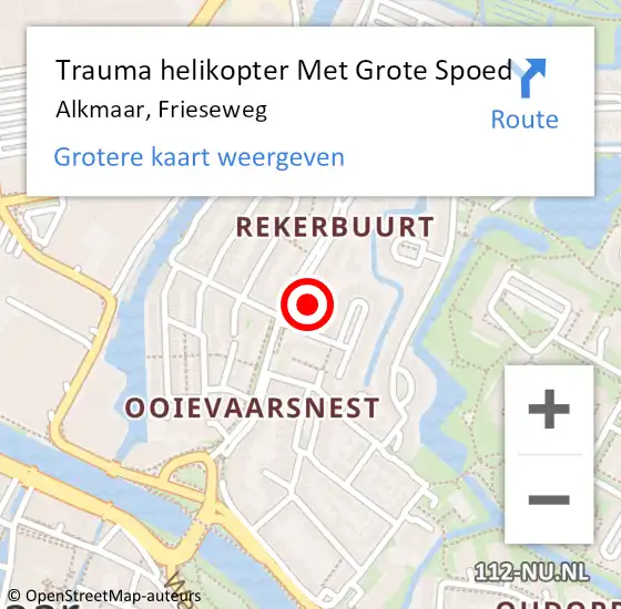 Locatie op kaart van de 112 melding: Trauma helikopter Met Grote Spoed Naar Alkmaar, Frieseweg op 15 juni 2024 17:28