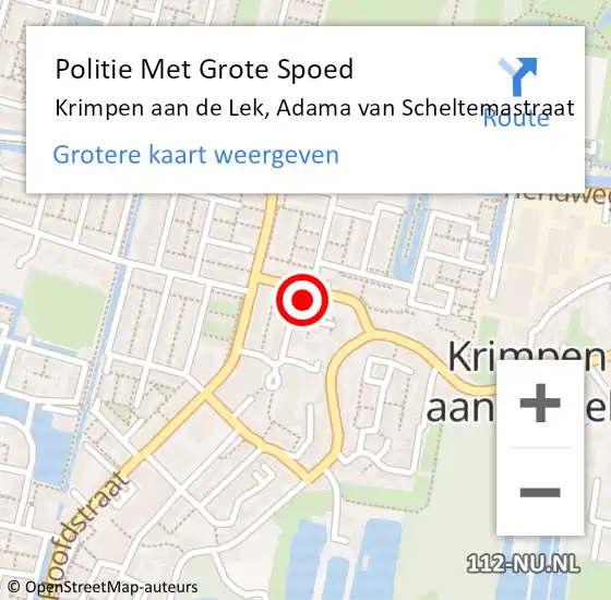 Locatie op kaart van de 112 melding: Politie Met Grote Spoed Naar Krimpen aan de Lek, Adama van Scheltemastraat op 15 juni 2024 17:32