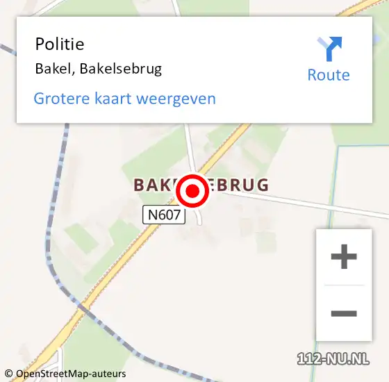Locatie op kaart van de 112 melding: Politie Bakel, Bakelsebrug op 15 juni 2024 17:42
