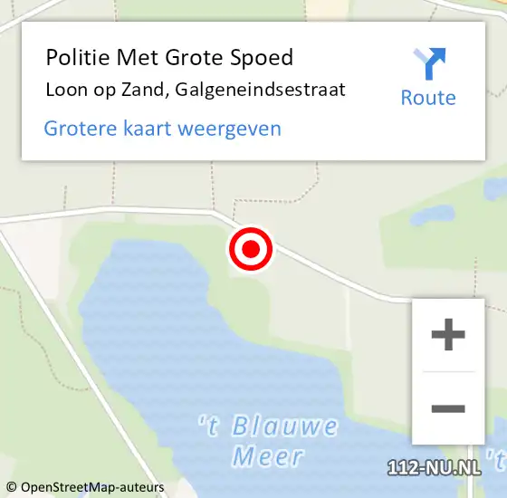 Locatie op kaart van de 112 melding: Politie Met Grote Spoed Naar Loon op Zand, Galgeneindsestraat op 15 juni 2024 17:43